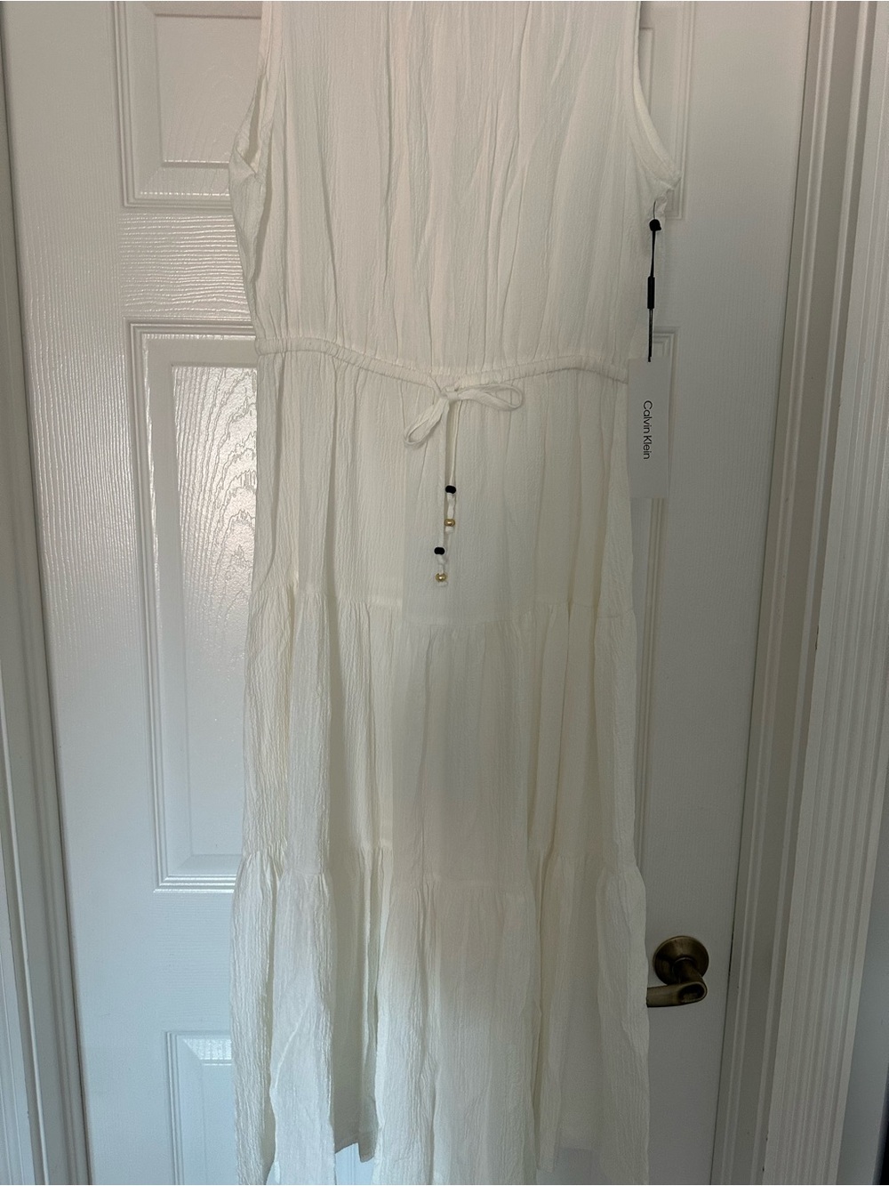 Calvin Klein Ivory Sleeveless Tiered Maxi Dress